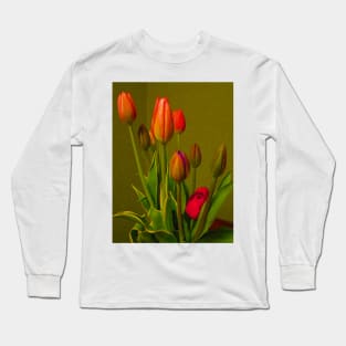 Tulips Against Green Long Sleeve T-Shirt